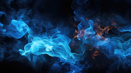 Wall Mural - Blue and red smoke of  black isolated background. Background from the smoke of vape. 