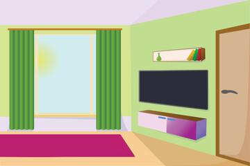 Wall Mural - An image of a room in a house in a cartoon style. Vector illustration.