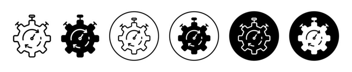 Poster - Fast Processing icon. stopwatch with dial to show business productivity and flexible progress symbol set. optimize work process and reduction in working time fast production cycle vector line logo. 