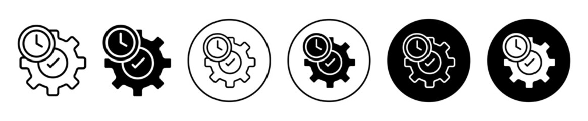 Fototapete - Efficiency icon. work or time management or effectively utilization to increase productivity and efficiency symbol set. automation development process with gear and clock vector line logo. 