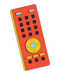 Poster - Television remote controller 2D linear cartoon object. Remote control for tv isolated line vector element white background. Electronic equipment. Tv clicker device color flat spot illustration