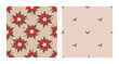 Seamless pattern set with bold red poinsettia and holly. Christmas and New Year concept. Hand drawn vector texture for wallpaper, prints, wrapping, textile