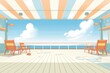 empty ferry deck with chairs and sunshade
