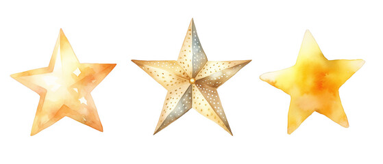 Set of Yellow watercolor stars.