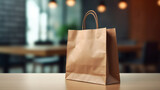 Fototapeta  - brown paper bag in the restaurant for food order, generative ai