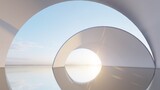 Fototapeta Perspektywa 3d - Abstract architecture background arched interior 3d render