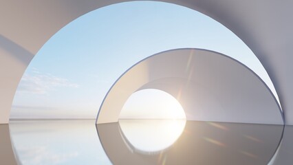 Abstract architecture background arched interior 3d render