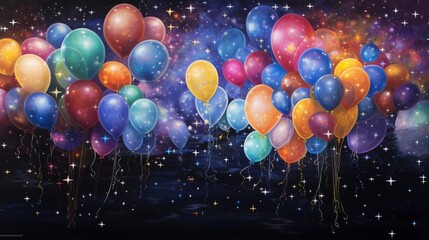Wall Mural - balloons and confetti