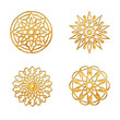 Arabesque ornaments with isolated paper cutout effect revealing gold crumpled paper background