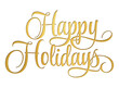 ‘Happy Holidays’ written in script font with isolated paper cutout effect revealing golden background