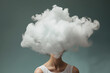 © Jasmina - Young woman with clouds over her head, concept of mental health, depression, emotions.