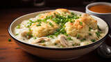Fototapeta Na drzwi - Comforting Chicken and Dumplings with Fluffy Biscuits