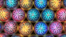 Sim Sim Balls In A Kaleidoscope Pattern.