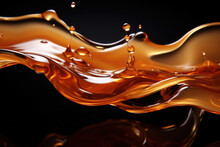 A Luxurious Liquid Cascade Of Sweet Melted Caramel Or Maple Syrup Swirl, Generating An Appetizing 3D Splash. Generative Ai.