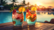 cocktails on a tropical beach