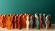 Colorful wooden figures representing diversity, equity, inclusion and belonging. DEIB concept.