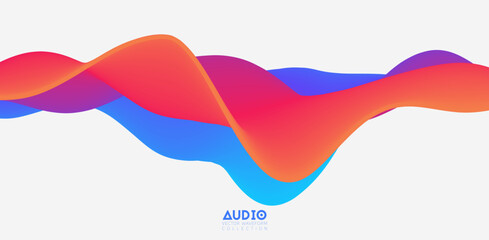 Poster - sound wave visualiztion. 3d colorful solid waveform. voice sample pattern.