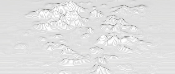 Poster - Abstract background with distorted line shapes on a white background. Monochrome sound line waves.