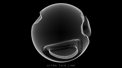 Aufkleber - Ultra thin line fluid geometry. Dynamic vector distorted spheres.