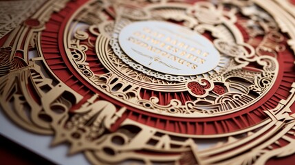 Wall Mural - An intricate, detailed design of a decorative party invitation card.