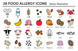 食物アレルギーのアイコンのカラーのイラストセット