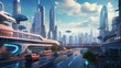 A bustling futuristic cityscape with flying cars and holographic billboards, an exciting choice for cyberpunk enthusiasts.