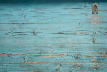 Wall Mural - Rustic painted wood boards with dry peeling grunge paint
