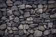 © Kateryna - Dark masonry wall texture. Black stones and rocks of different shape, gray background. Generative AI