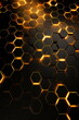 Abstrakter futuristischer Hintergrund mit goldenen Hexagons. Datenübertragung Konzept 