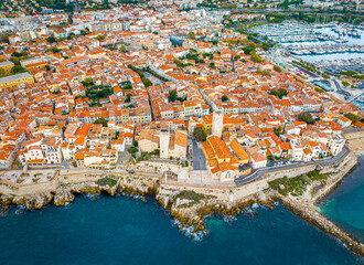 Wall Mural - Aerial view of Antibes, a resort town between Cannes and Nice on the French Riviera