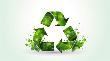 A clean and simple image featuring a prominent green recycling sign against a pristine white background, highlighting the concept of eco-friendly practices.