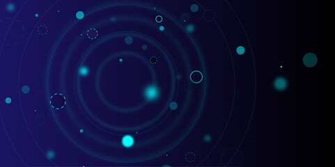 Poster - Abstract line circle with points background. Global network connection or communication and social network concept background.