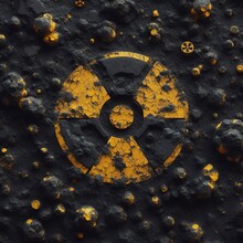 Ground Stone Dust Black Grunge Texture With Radiation Symbol Concept Illustration Caution