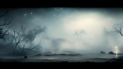 Wall Mural - a quiet haunting whisper drifts through the air muffled and mysterious in the misty moonlight.