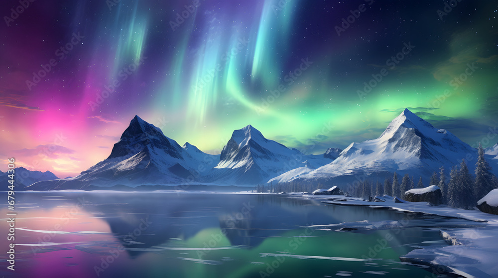 Stunning Northern Lights dancing across the night sky, painting a ...