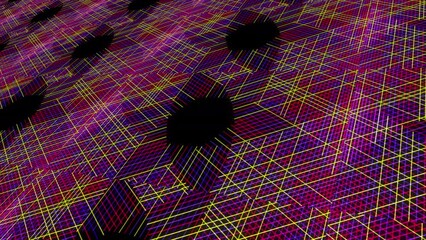 Aufkleber - Rotating multicolored laser beams elements on a black background. Animation. Straight crossed bright lines.