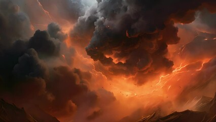 Wall Mural - wisps of smoldering embers coil around the user creating a violent thunderous tremble that rocks the