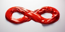 Infinity Symbol Made Of Viscous Red Substance, Condiment Or Thick Paint, On White Background