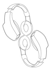 Poster - One continuous line of Headset. Thin Line Illustration vector Listen Music, Podcast concept. Contour Drawing Creative ideas.