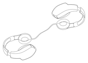 Poster - One continuous line of Headset. Thin Line Illustration vector Listen Music, Podcast concept. Contour Drawing Creative ideas.