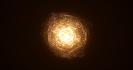 Wall Mural - abstract energy magic yellow sphere ball atom round molecule made of glowing bright electric electro