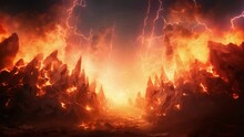 A Wall Of Searing Flames Erupts From The Ground Quickly Rising Up To The Sky Before Collapsing And Creating A Cascade Of Sparks That Crumble To The Earth.
