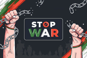 stop war free palestine lettering background