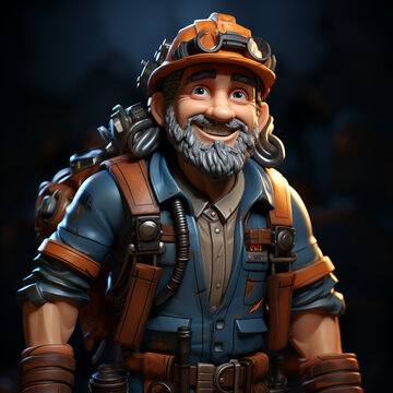 3D cartoon of a miner