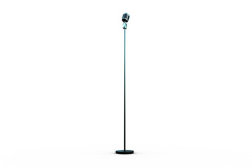 Poster - Digital png illustration of microphone on stand on transparent background