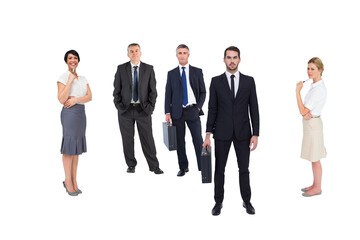 Poster - Digital png photo of diverse male and female businessmen standing on transparent background