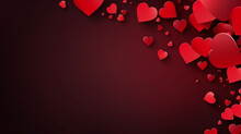 Valentine's Day  Red Background With 3D Red Hearts