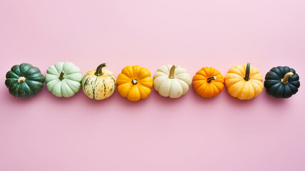 Wall Mural - pastel colored pumpkins and squashes