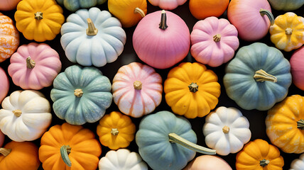 Wall Mural - pastel colored pumpkins and squashes