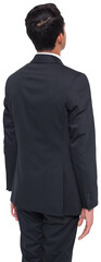 Poster - Digital png photo of back of biracial businessman standing on transparent background